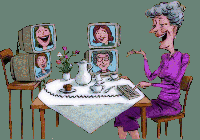 Babcia przed telewizorami